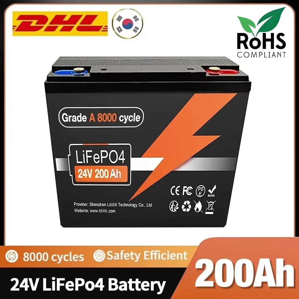 

New 24V 100Ah 120Ah 150Ah 200Ah LiFePo4 Battery Pack Lithium Iron Phosphate Batteries Built-in BMS For Solar Boat No Tax✅