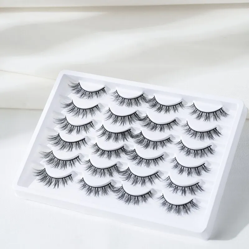 12 Pairs of Mass-produced Natural Slender Fish Tail Crossed False Eyelashes 15mm