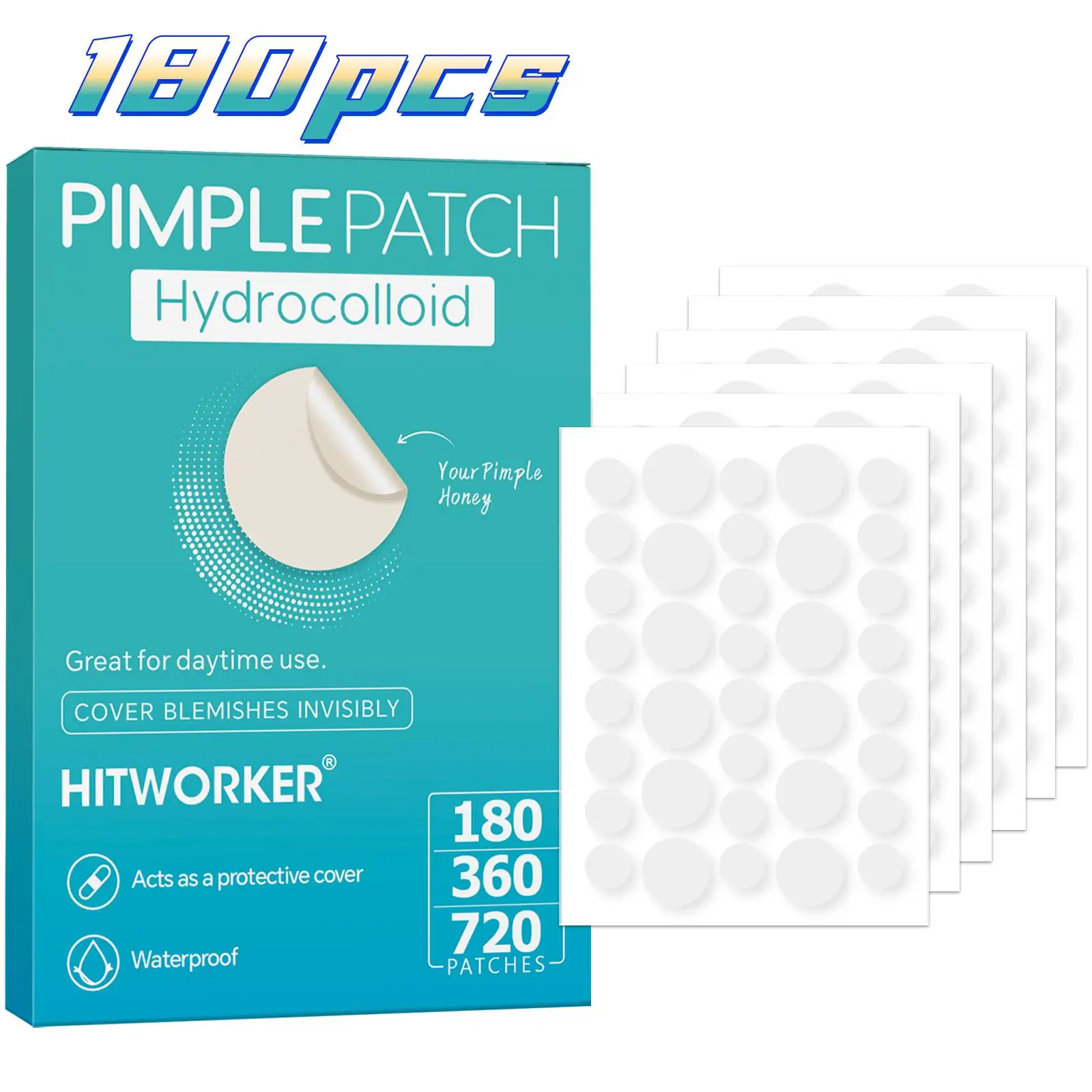 180/360/720 patches/doos met hydrogel acne-patches kan acne-patches effectief bedekken, geschikt voor zowel mannen als vrouwen