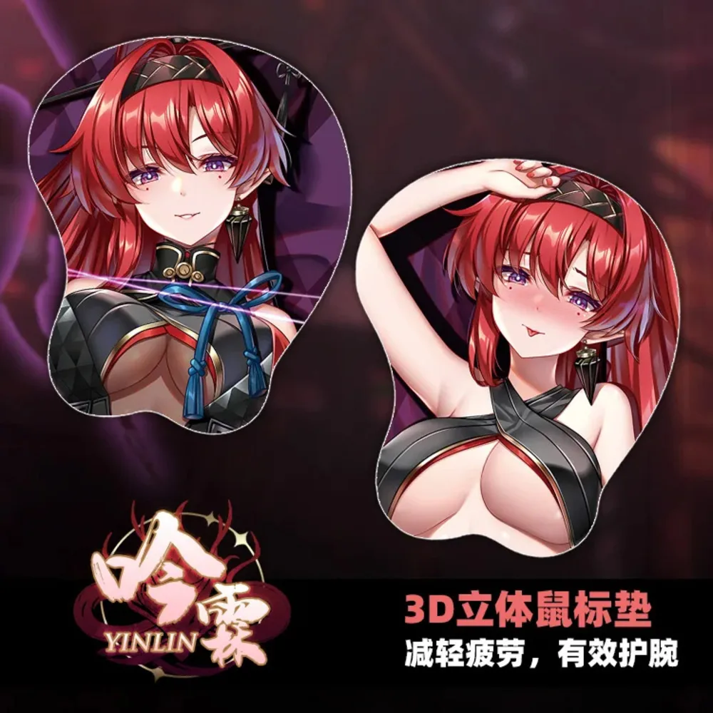 

Game Yin Wuthering Waves Sexy Girl Cartoon 3D Soft Silica Gel Mouse Pad Wrist Rest Keyboard Cosplay Desktop Playmat