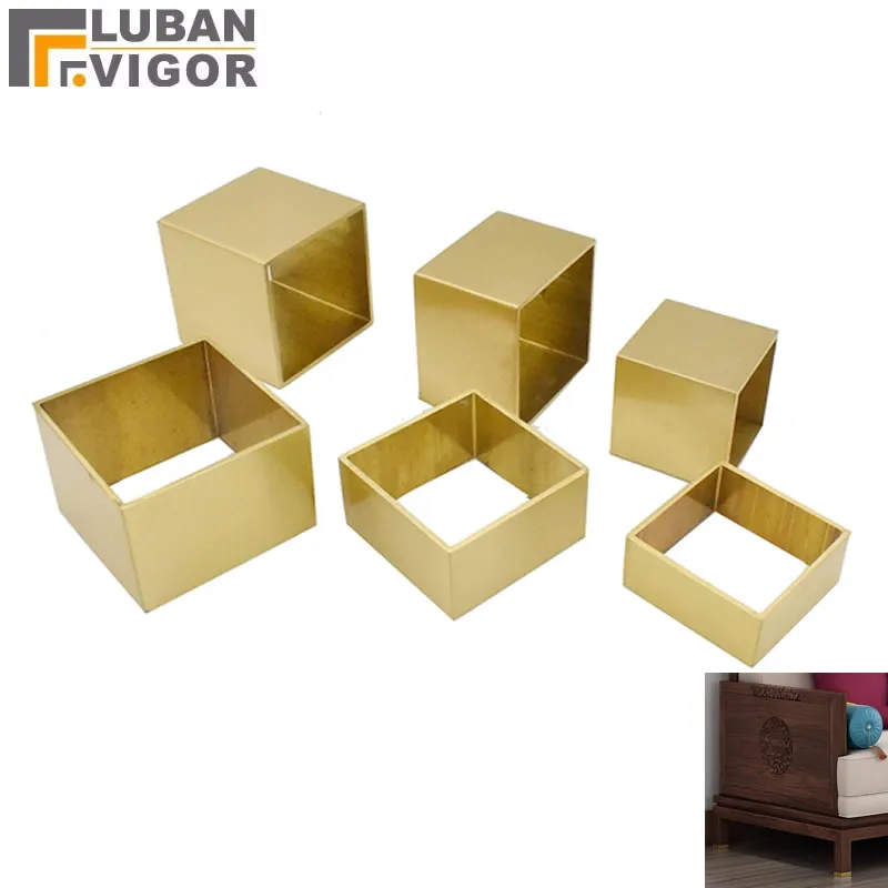 

Латунные колпачки для труб, квадратные рукава для ножек 25x25 30x30 40x40 60x60, толщина 1,5 мм, минималистичная роскошь для мебели из красного дерева