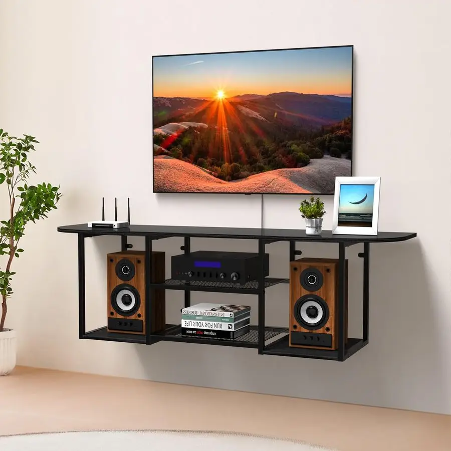 

TV Stand for 50 60 Inches TV,Wall Mounted Media Console with Open Storage ShelvesModern Entertainment Center for Living Room,Bed
