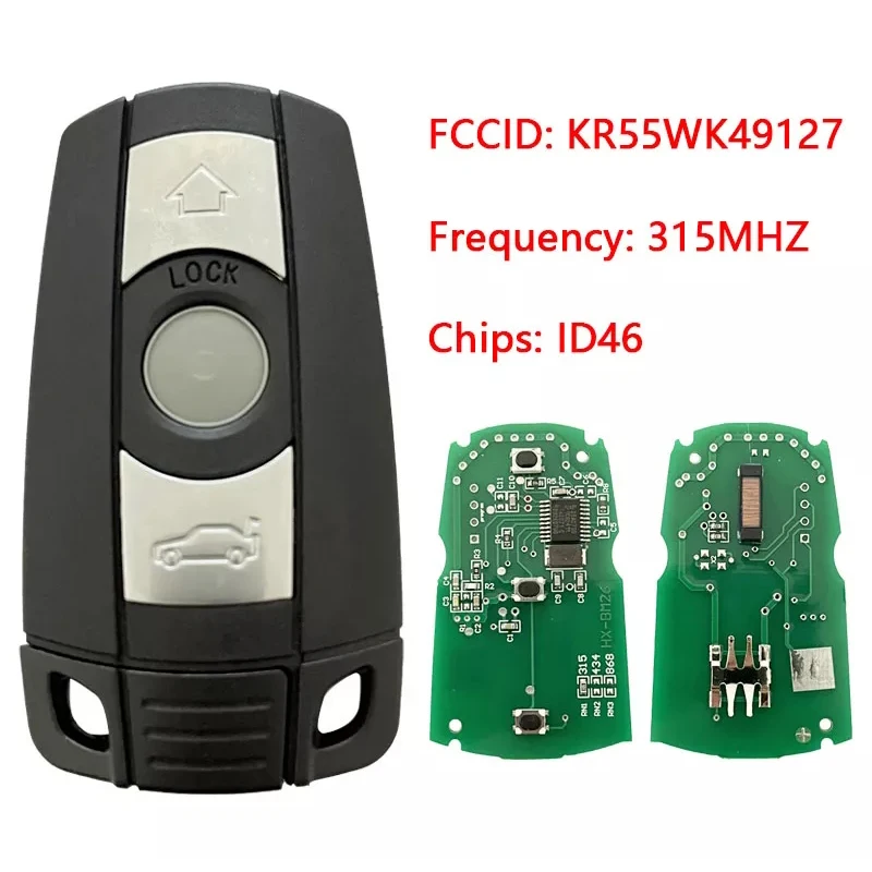 Clé télécommande à 3 boutons pour BMW X5 X6 Z4 série 1 3, 315Mhz, lame de rechange, transpondeur ID46 HU92, CN006025