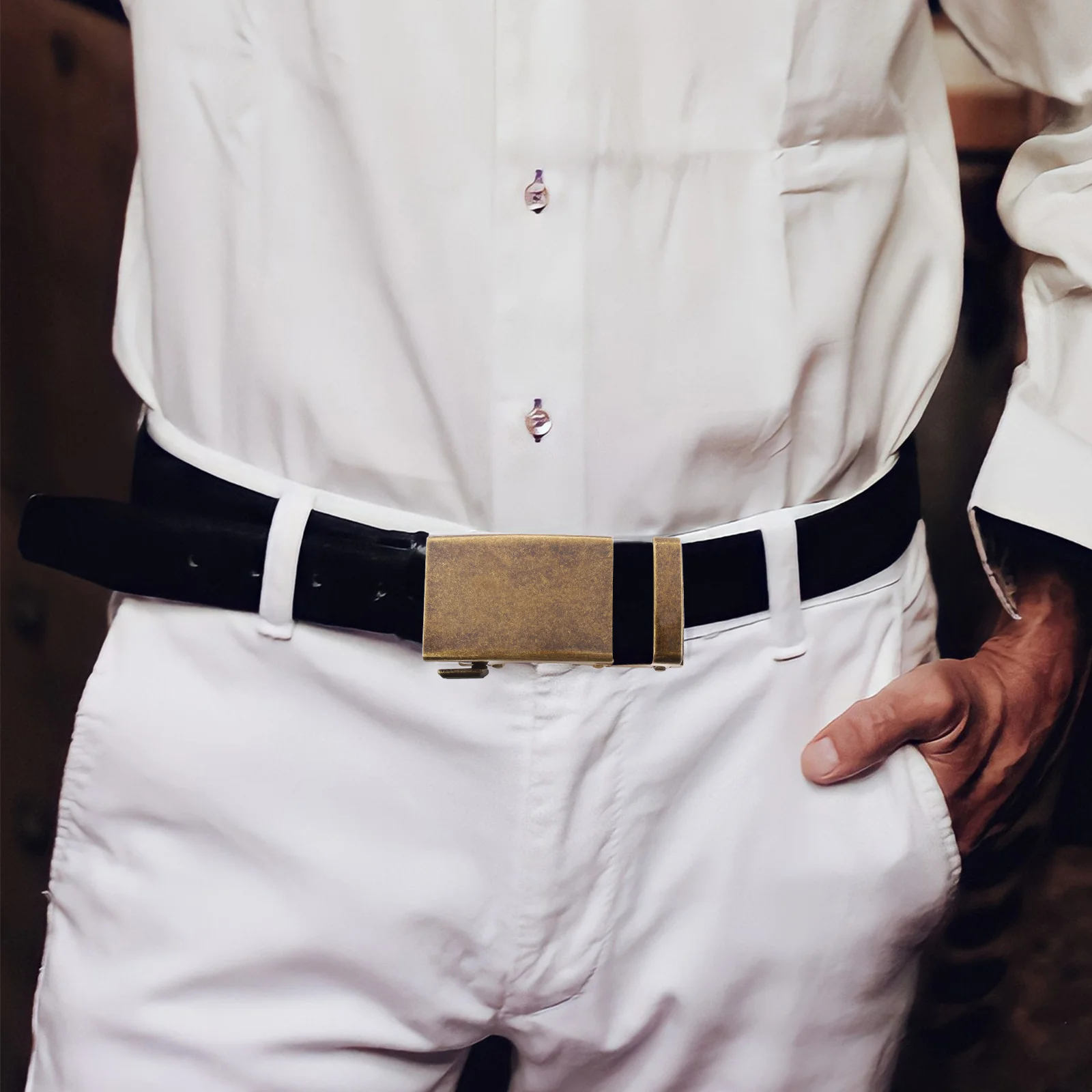 1 قطعة سبائك الأعمال رجال الأعمال التلقائي مشبك دائم مقاومة للخدش سهلة الاستخدام ملحق أنيق للأحزمة