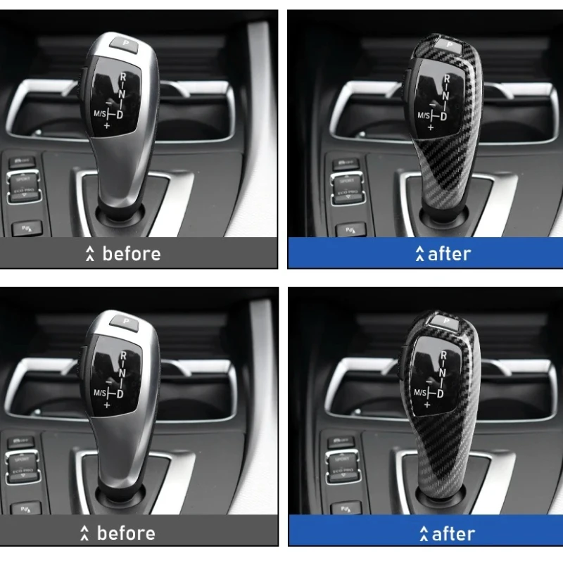 Carbon Fiber Texture for BMW F30 F10 F15 F07 F20 F21 F22 F32 F34 F35 5GT Car Gear Shift Panel Frame Gear Knob Cover Head Trim