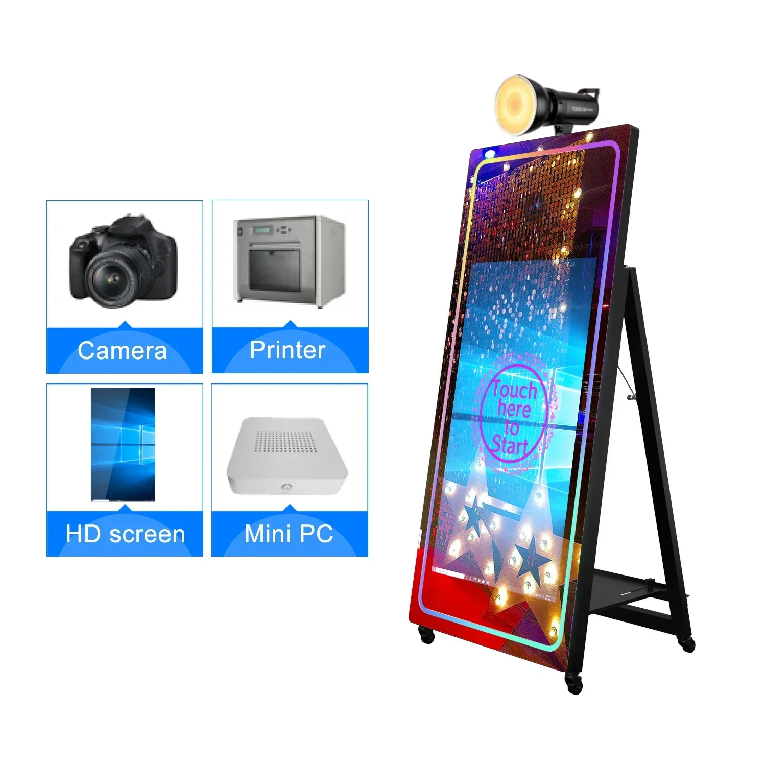 Sell like hot cakes Mirror Photo Booth Magic Selfie Photo Mirror Booth with camera printer software for weddings and events