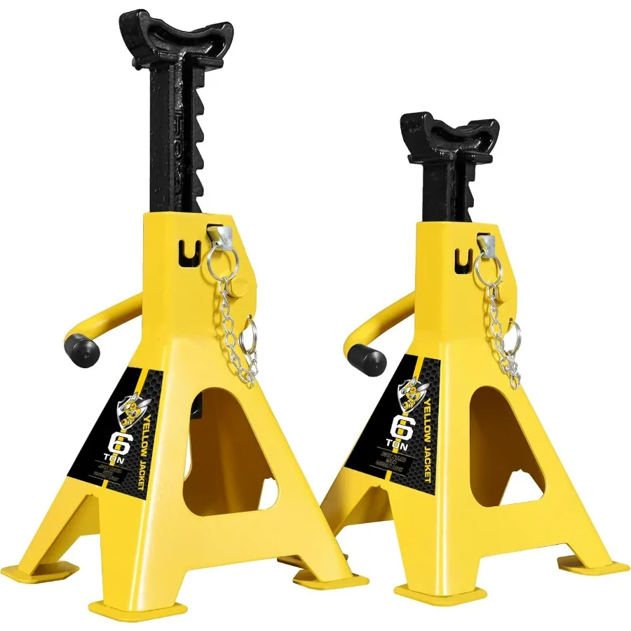 

Heavy Duty Steel Jack Stands with Double Locking Mechanism and Large Foot Base for Lifting SUVs and Heavy Vehicles 13 000 lb Ca