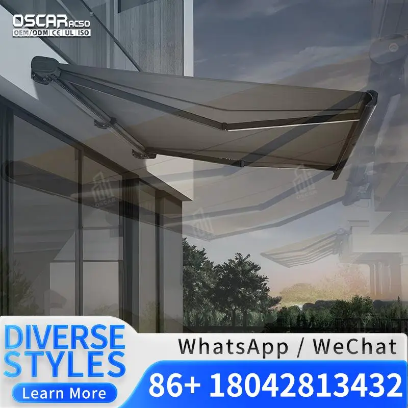 Outdoor Telescopic Rainproof Aluminum Awning with Intelligent Remote Control and Manual Retractable Function for Garden Patio Be