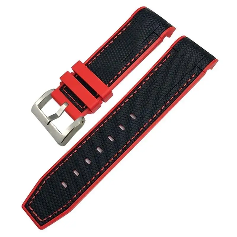 

TINTAG 23mm 22mm Soft Natural Rubber Watchband For Blancpain Fifty Fathoms Silicone Watch Strap Wristband Two-tone Black Blue