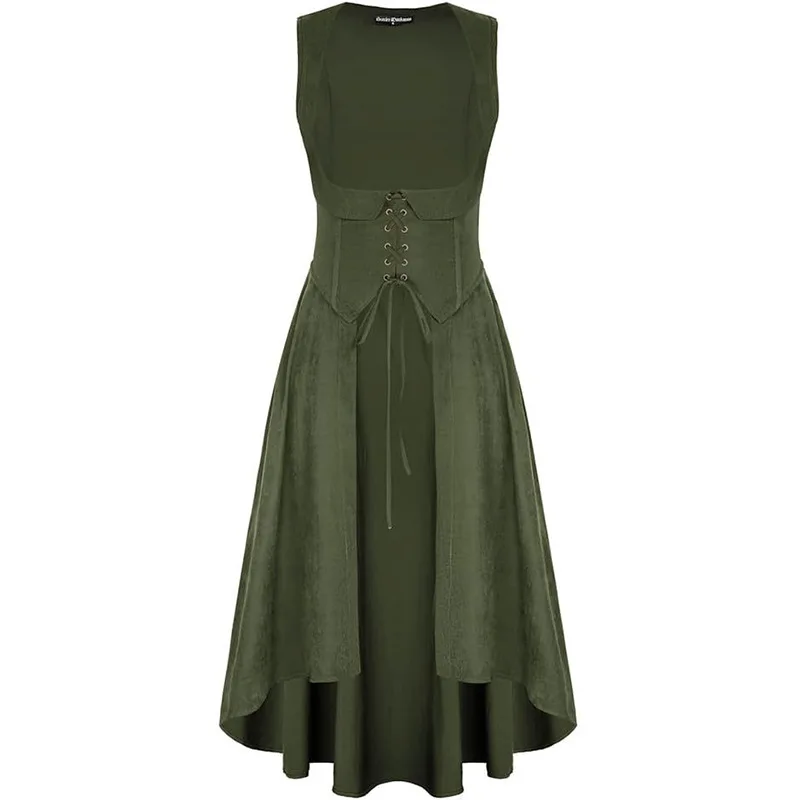 2026 Mittelalterliches Renaissance-Bühnenkostüm Halloween Retro Damen Langes Kleid Cosplay Rollenspiel-Outfit