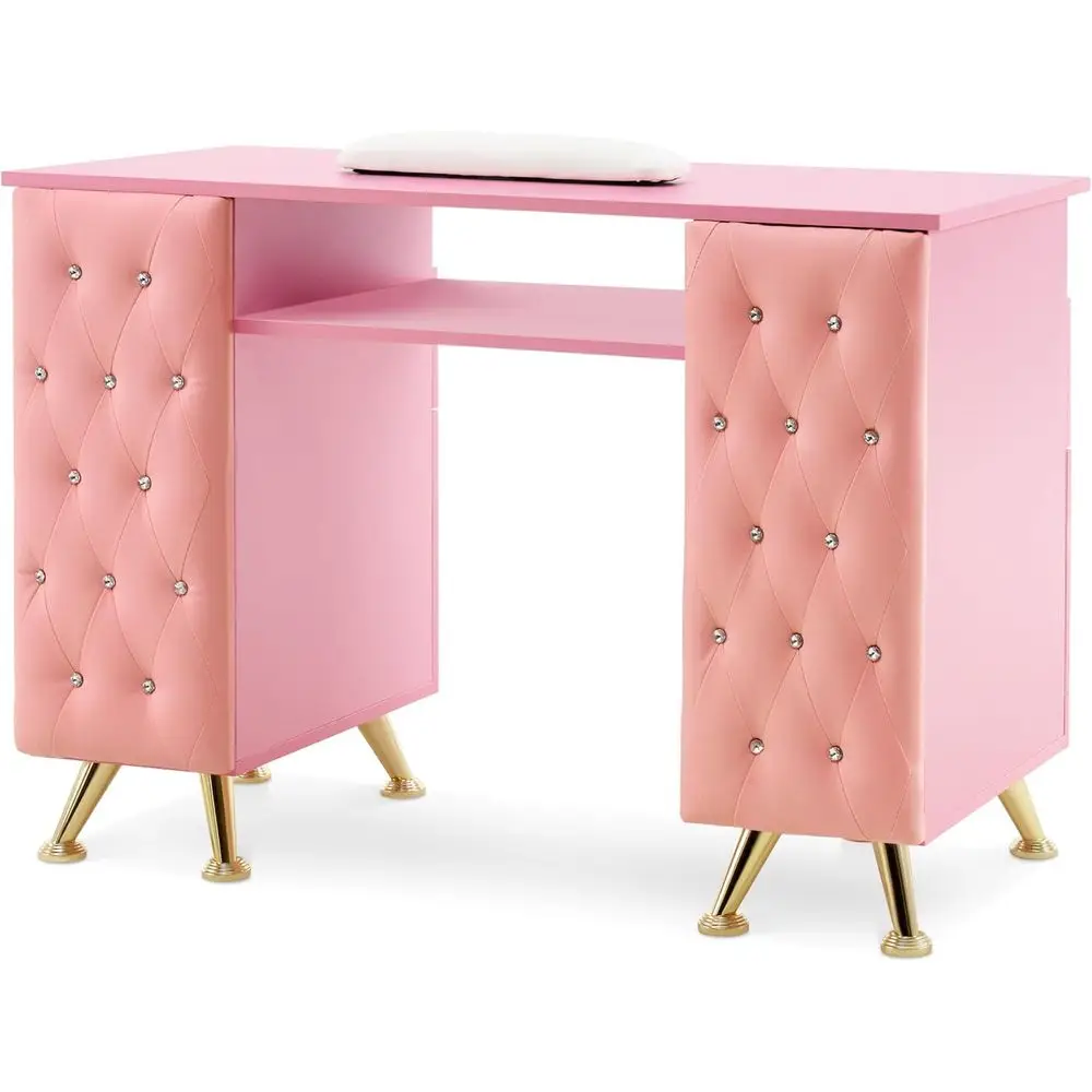 

Стол для маникюра, устойчивый к ацетону, ярко-розового цвета, с местом для хранения принадлежностей для спа-процедур