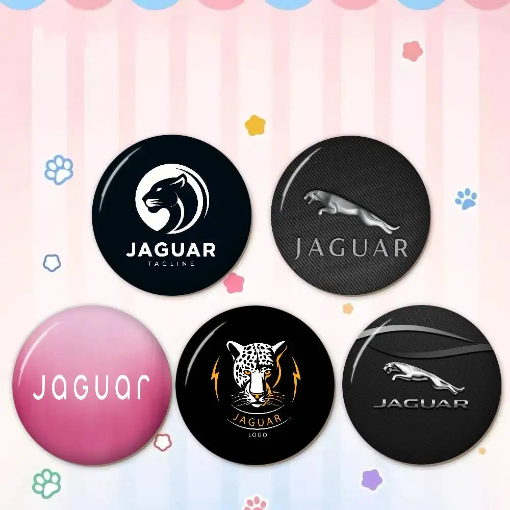 J-Jaguar Sleek-Luxury Creative Pins Funny Round Snap-in Brooch Badge Backpack Hat Accessories Jewelry Gifts for Friend