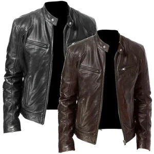 Men's PU leather jacket, casual, loose adjustment, fake, motorcyclist 8 Main Sales Men's Leather Blouse - №8