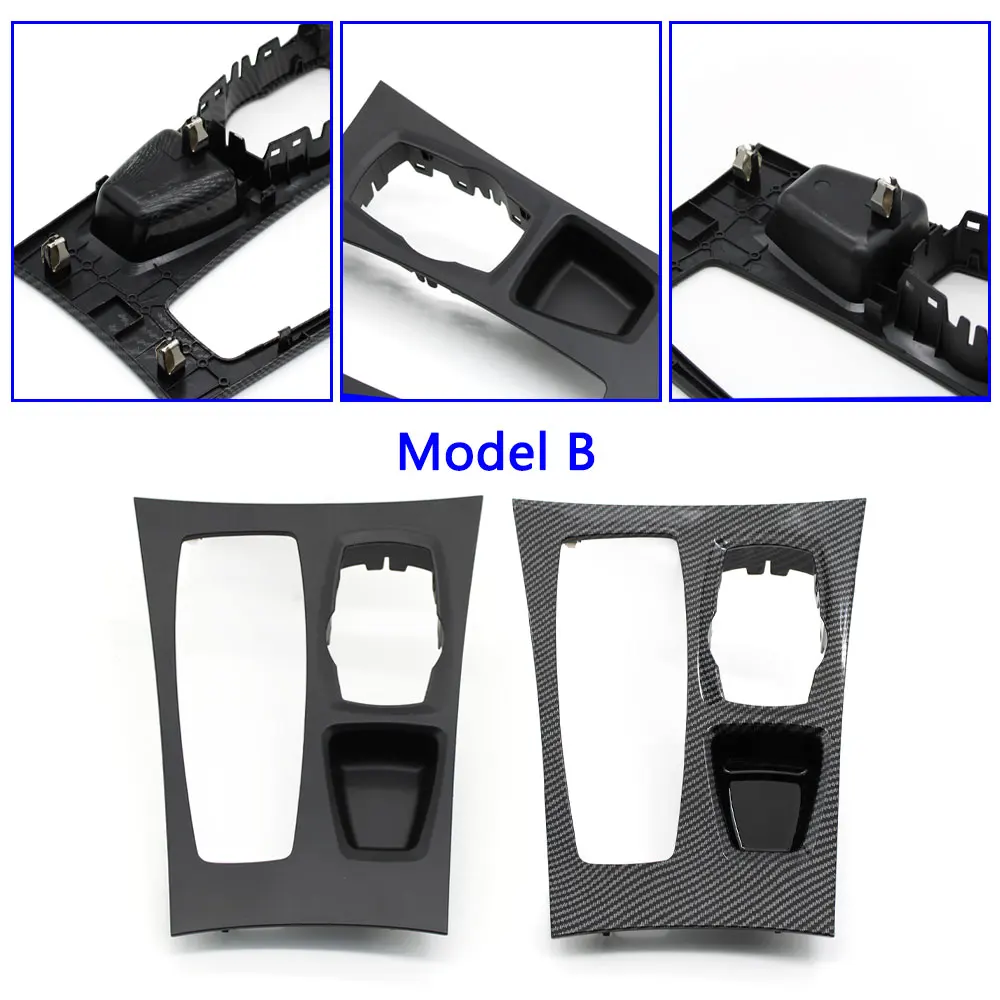 LHD Car Carbon Fiber Black Interior Center Console Gear Shifter Trim Cover Panel For BMW X5 X6 E70 E71 E72 2007-2009 51166954947