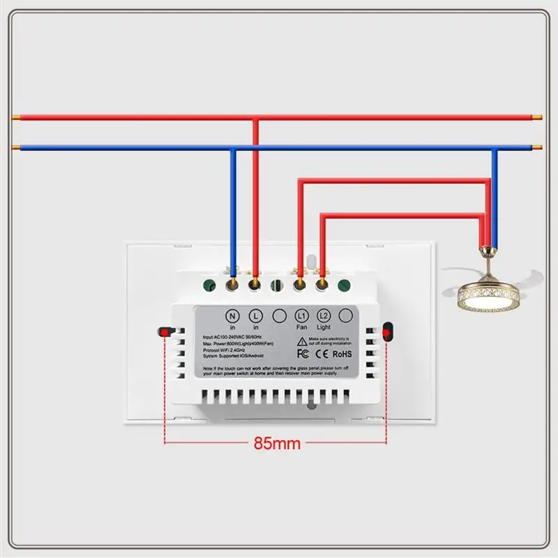 موثوقة-Tuya الذكية واي فاي مروحة ضوء المرجل التبديل القياسية سخان المياه اللمس 3 في 1 مفتاح ذكي ل Alexa Google Home ، B ، Tuya S
