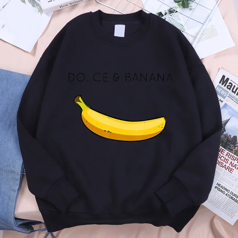 Interesting Yellow Banana Men Women Hoodies O-Neck Loose Sweatshirt Anime Autumn Comfortable Clothing Cartoons Fleece Hoodies