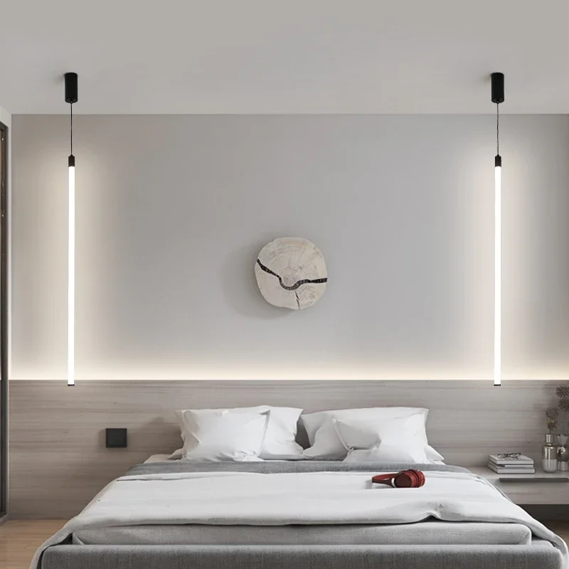 

Simple Bedside Chandelier Living room Bedroom Long Line Creative Background Wall Atmosphere Light LED Pendant Light Fixtures