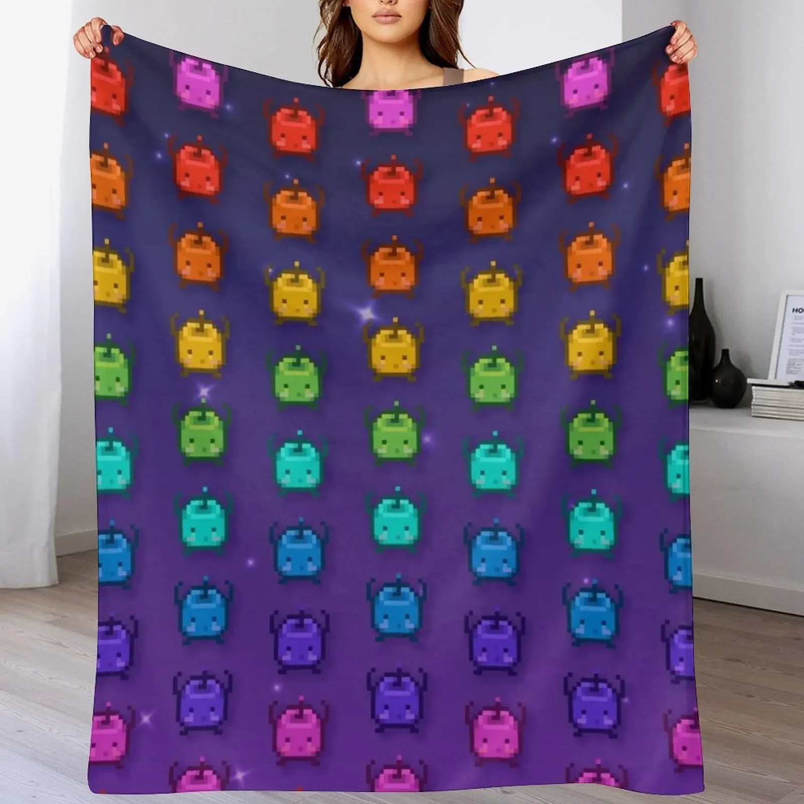 

Stardew Valley Rainbow Junimos Throw Blanket Blankets For Baby Luxury Designer blankets and throws Thins Blankets