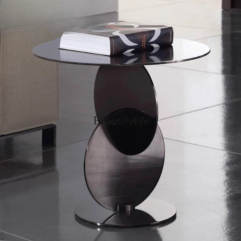 

*Italian sofa stainless steel edge light luxury corner