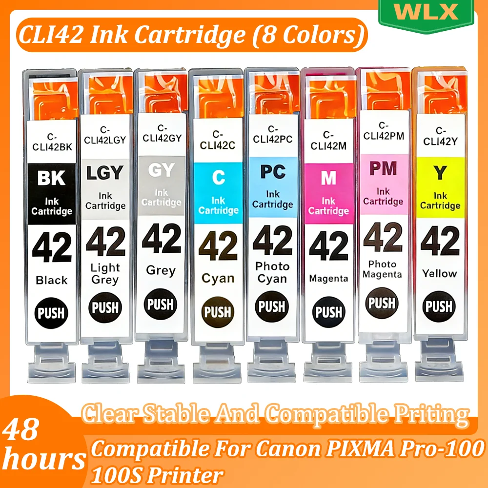 SET CLI-42 CLI42 Ink Cartridge With Chip Compatible For Canon PIXMA Pro-100 100S Printer Full Ink BK-C-M-Y-LC-LM-GY-LGY