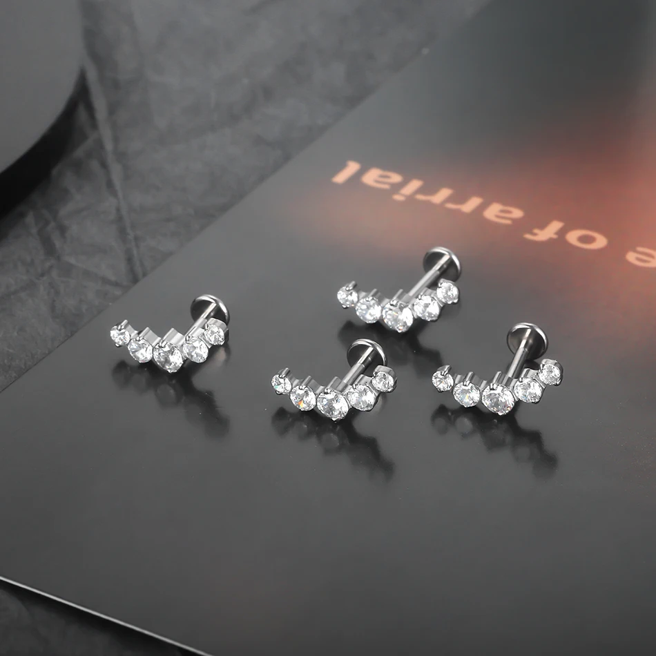 1PC Titan Zirkonia Ohrstecker Tragus Helix Piercing Innengewinde Labret Piercing Lippenring Schmuck für Frauen – Detail 8