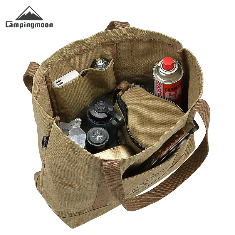 

CAMPINGMOON Thick Cotton Tote Bag, Canvas Large Capacity Outdoor Camping Small Item Storage Shoulder Bag, B-189