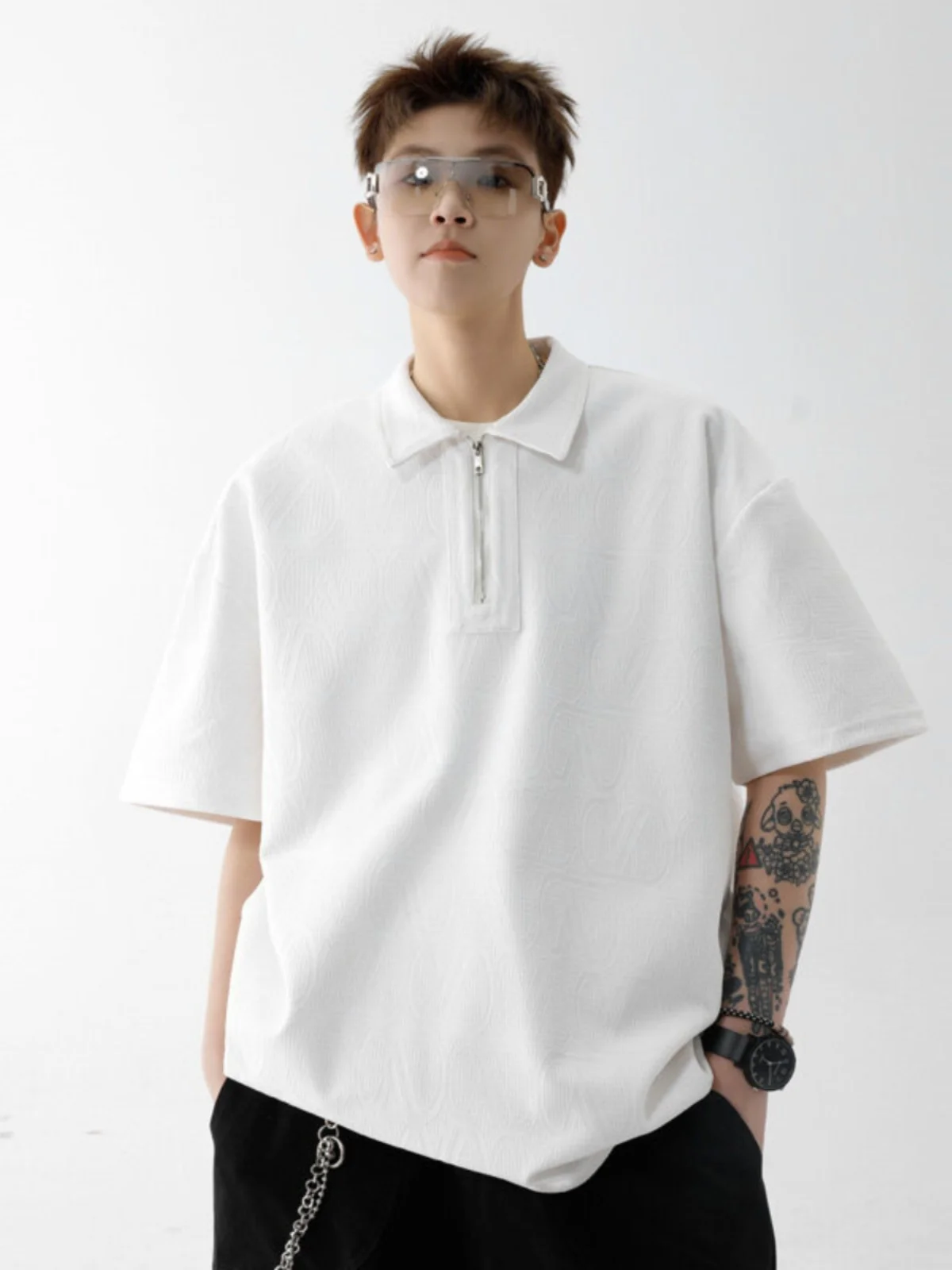 

Мужская футболка f-Zip с отложным воротником, летняя, легкая, в американском стиле, модный бренд, 5-качественная...