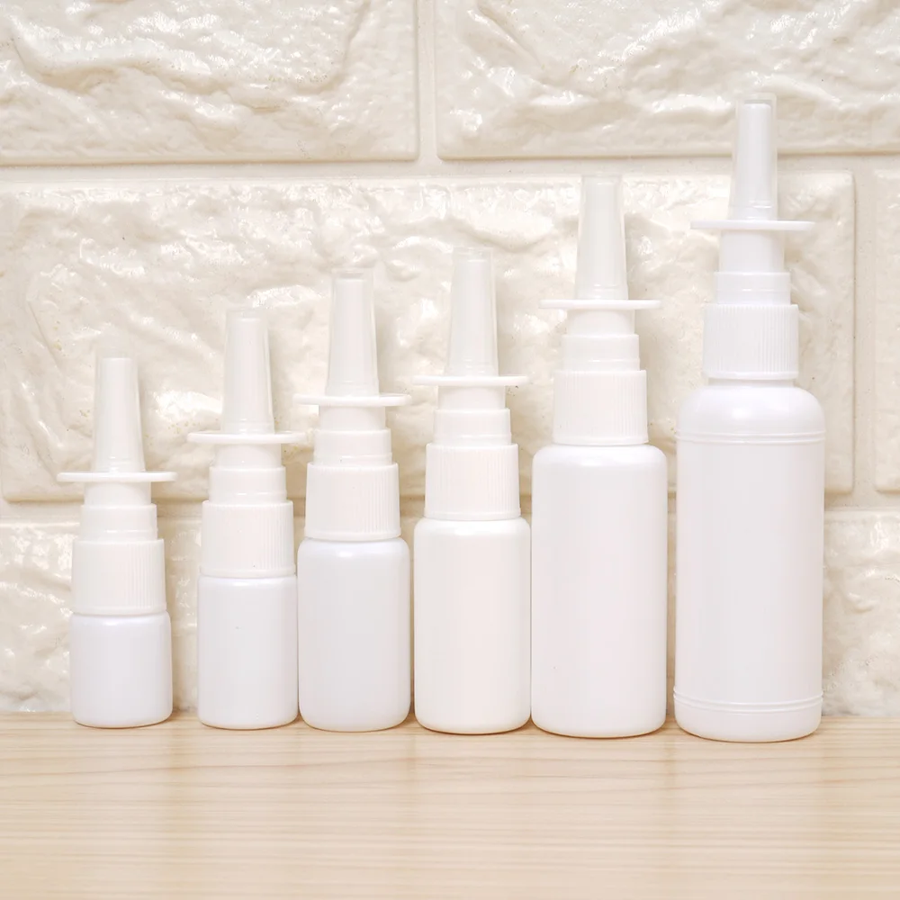 2Pc 5/10/15/20/30/50ml Nasal Spray Bottle Plastic Nose Mist Sprayer Press Spray Head Empty Refillable Bottle Atomizer Wholesale