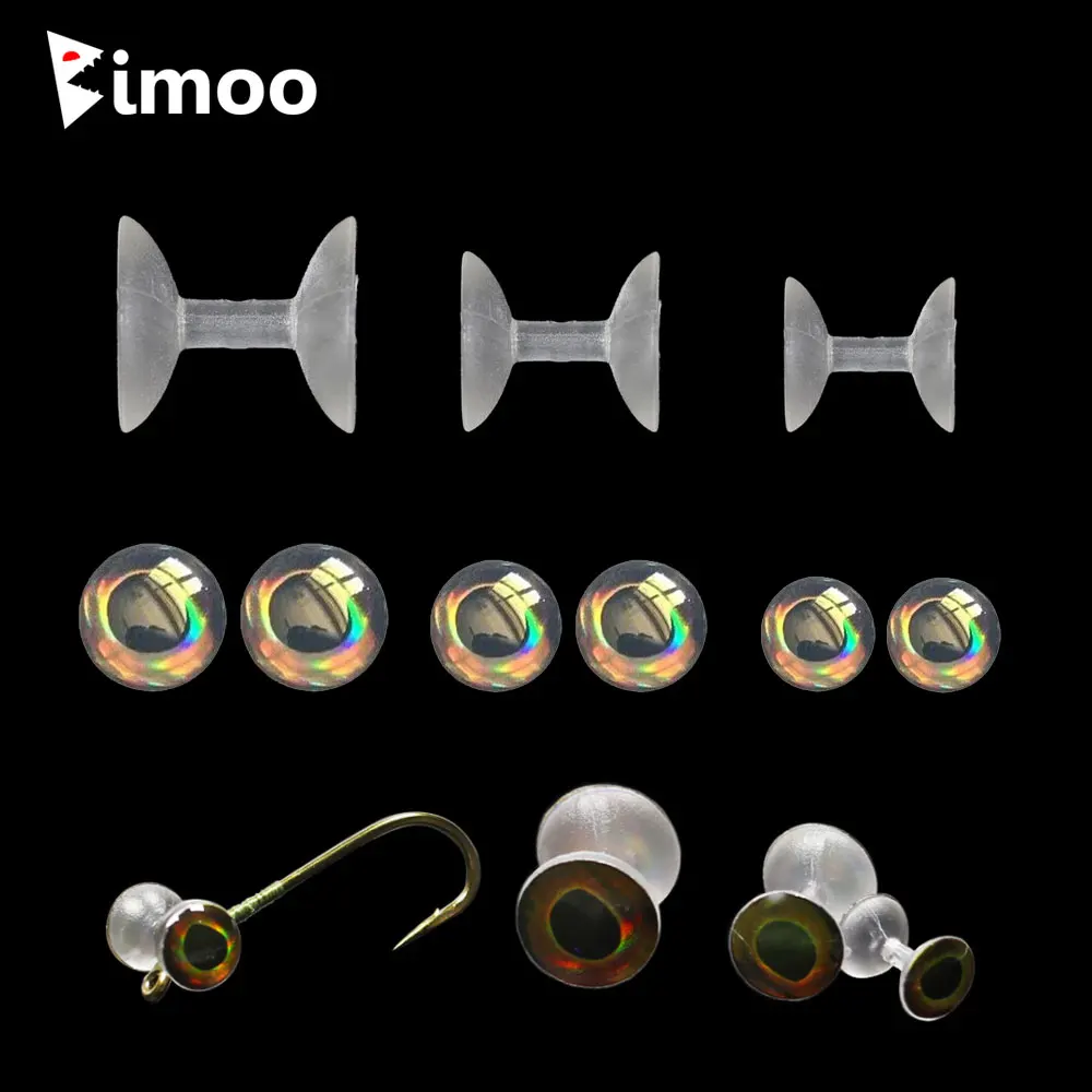 Bimoo 30PCS Weightless Dumbbell Eyes Fly Tying Material Realistic Epoxy 3D Fish Eyes For Minnow Crazy Charlie Fly Fishing Lures