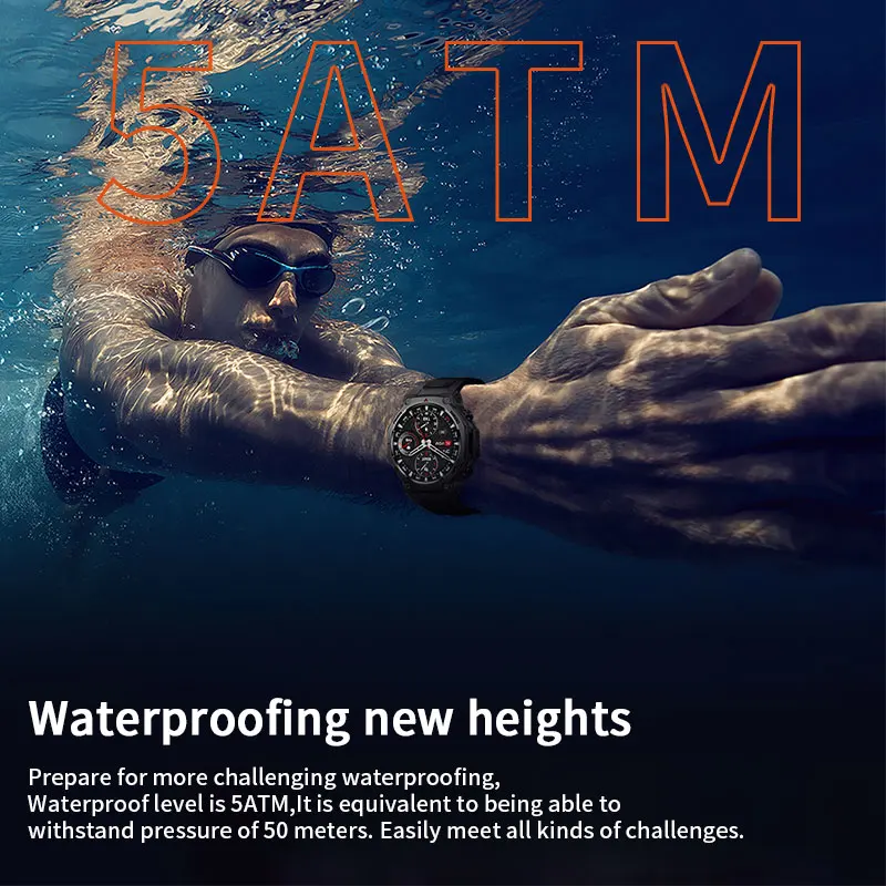 LIGE 1.43-calowy ekran Amoled, smartwatch z funkcją połączeń Bluetooth, latarką LED z światłem UV, wodoodporność 5ATM, smartwatch sportowy do aktywności na świeżym powietrzu dla mężczyzn