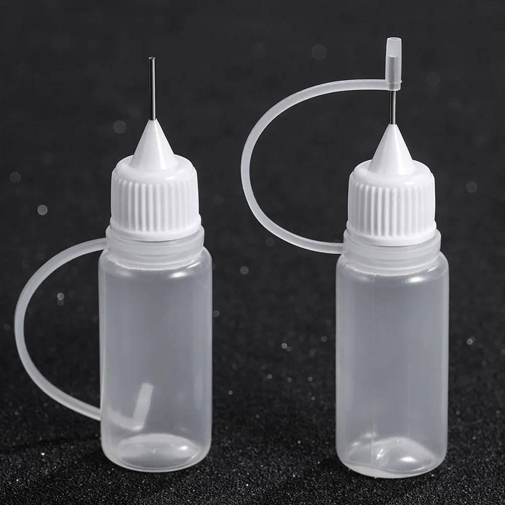 10 قطعة زجاجات ضغط الإبرة البلاستيك طرف مدبب قضيب سائل دقيق للزيت الغراء الحرفية قطارة مانعة للتسرب تصميم مدمج