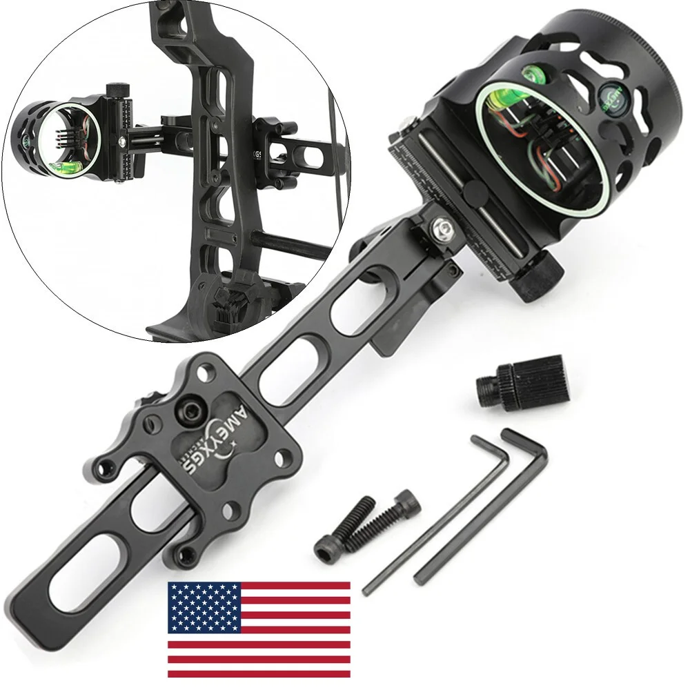 

Archery Bow Sight 5 Pin Long Range Adjustable Fiber Optic for Compound Bow Hunting Shooting Professional Archery Accessories