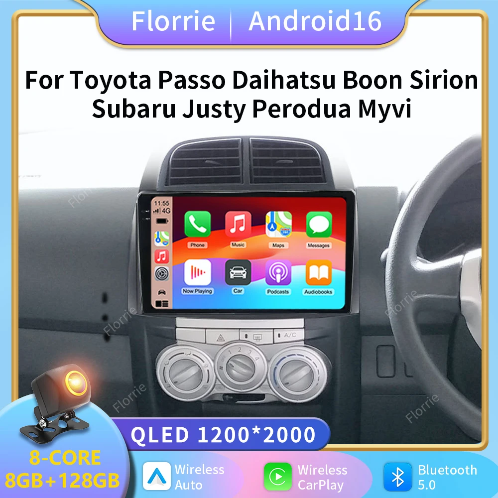 Android 16 Carplay Auto For Toyota Passo XC10 For Daihatsu Boon Sirion 2004 - 2010 Car Radio Multimedia 2Din Stereo Player Video