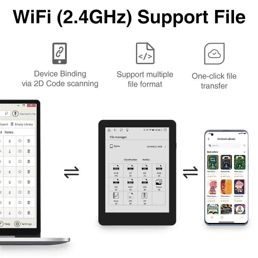 2023 Eink Epaper 리더, BLE 와이파이, PDF 형식, 전자 잉크 터치 스크린, 전자 책 리더, HD e리더, 6 인치, 인기