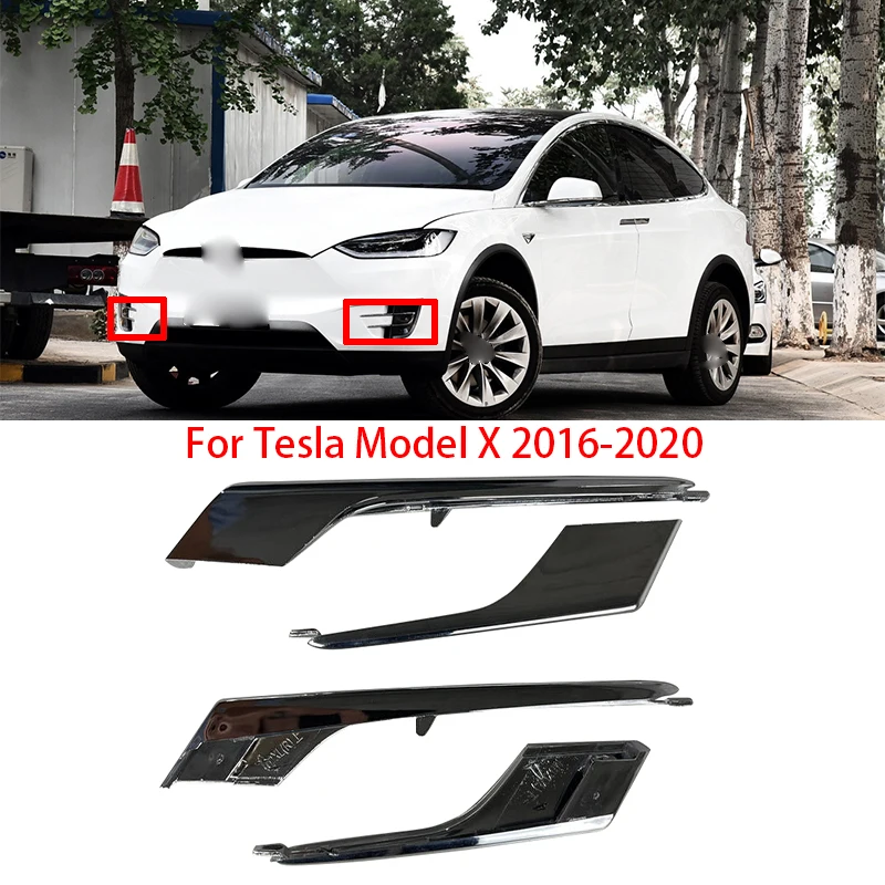 Paraurti anteriore fendinebbia modanatura cromata per Tesla Model X 2016-2020 OEM muslimatexmuslimah