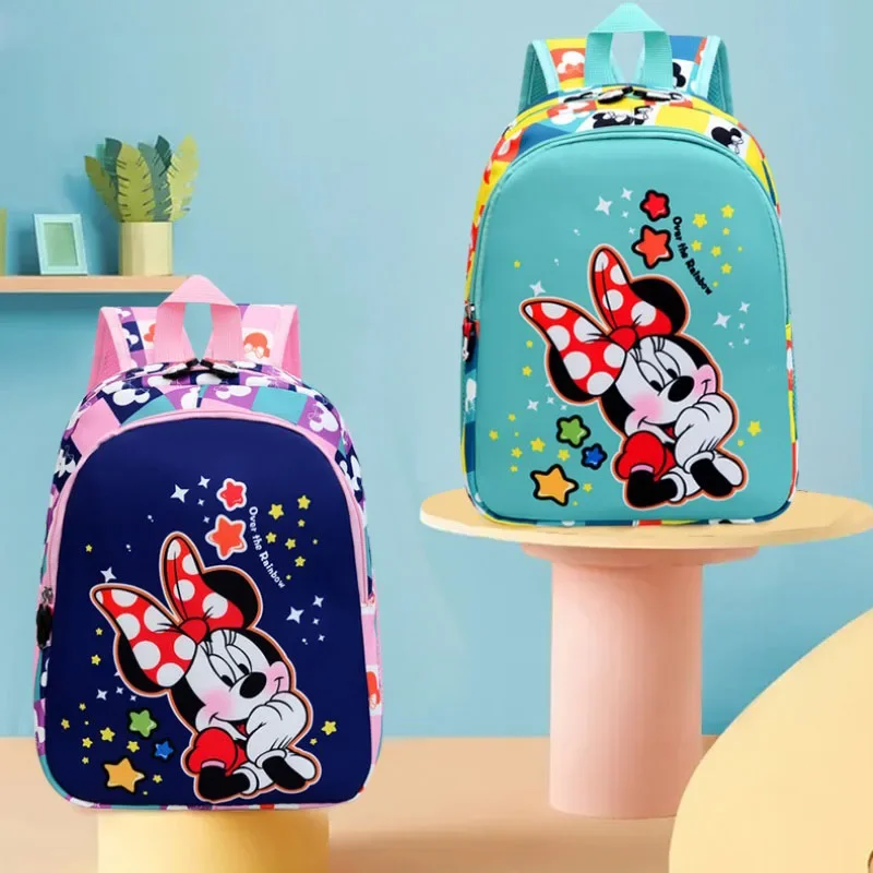 Disney Mickey Mouse Minnie Children\'s Backpack for Boys and Girls Pink Cute Cartoon Small Children Kids Kindergarten School Bags