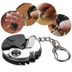 Outdoor Multifunctional Mini Pocket Knives Screwdriver Keychain Tools Coin Round Steel Folding Blade Knife Keyring Pendant Gift