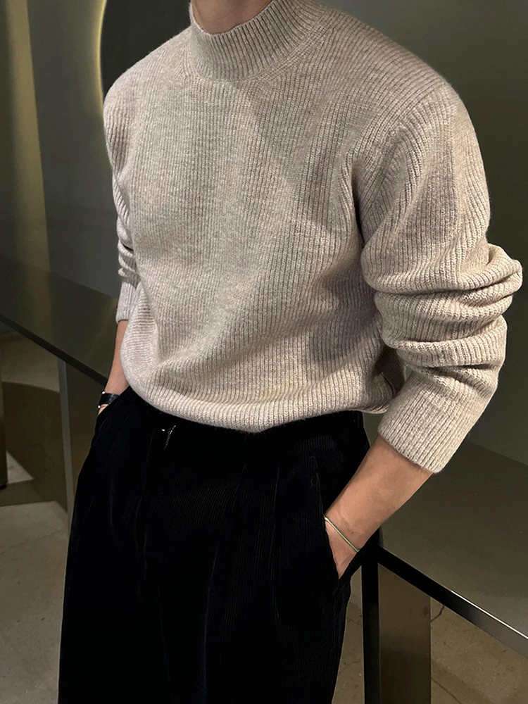 

Мужской повседневный вязаный свитер с высоким воротником Long Sve Thermal Base irt Корейский Sle Простая осенне-зимняя внутренняя одежда