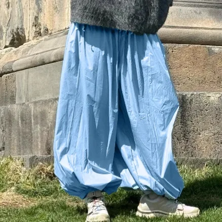 2025 outono e inverno novos pés amarrados calças de perna larga bloomers calças harlan femininas europa os estados unidos