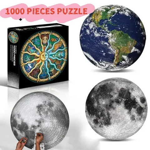 1000 PCS of high difficulty Moon Earth paper puzzle adult puzzle and stress relief toy Starry Sky space passenger plane puzzle
