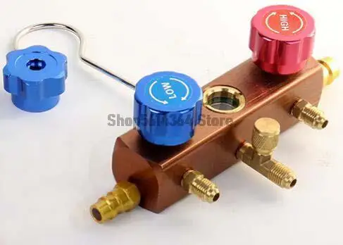 1/8 "BSP-11mm samochodowy miernik klimatyzacji domowej miernik ciśnienia freonu czynnik chłodniczy podwójny miernik pokrętło korpus zaworu akcesoria z haczykiem — zdjęcie 5