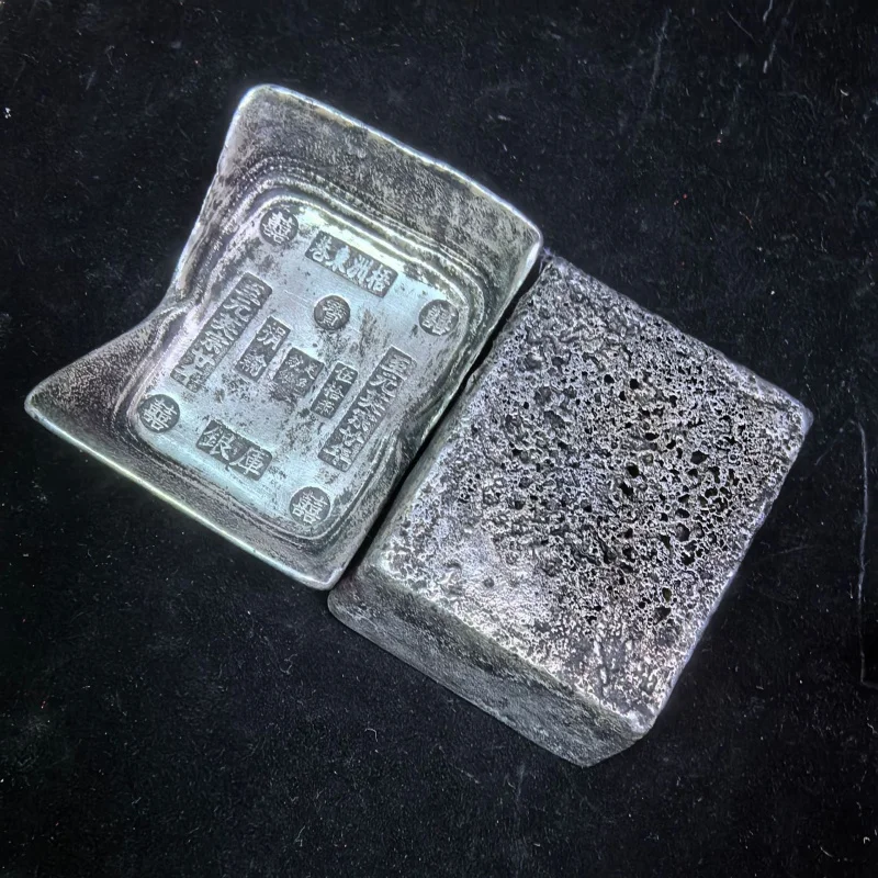 Antique-Style Handicrafts Pure Copper Silver-Plated 2.5kg Square Ingot Ornament Silver Ingot Silver Yuanbao Patina Craft