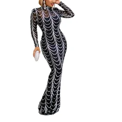 2024 New Arrival Summer African Women Long Sleeve O-neck Long Dress African Dresses for Women