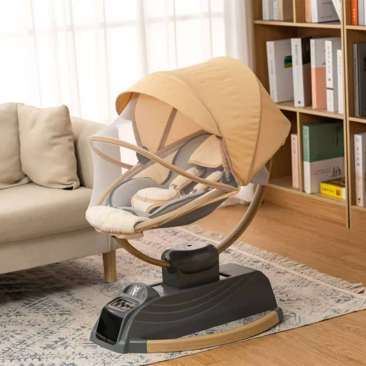 Electric Baby Rocking Chair, 3-in-1 Soothing Swing Cradle, Smart Rocker for Infant Sleep, Adjustable Speeds, Comfortable Bed