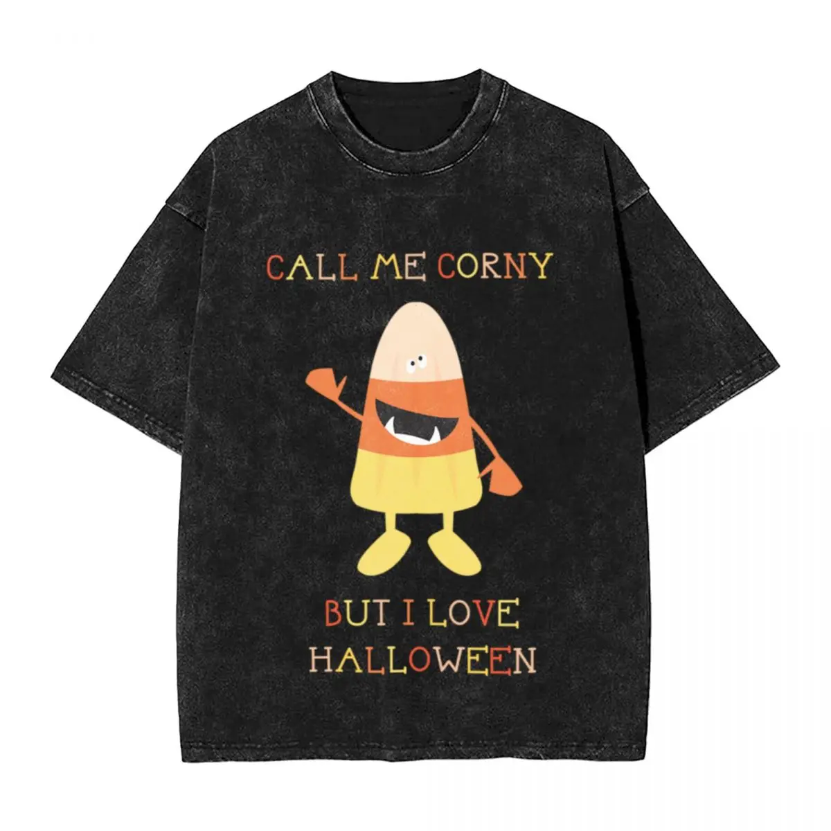 Llámame corny pero amo Halloween Retro Trendy A Vintage camisetas de gran tamaño