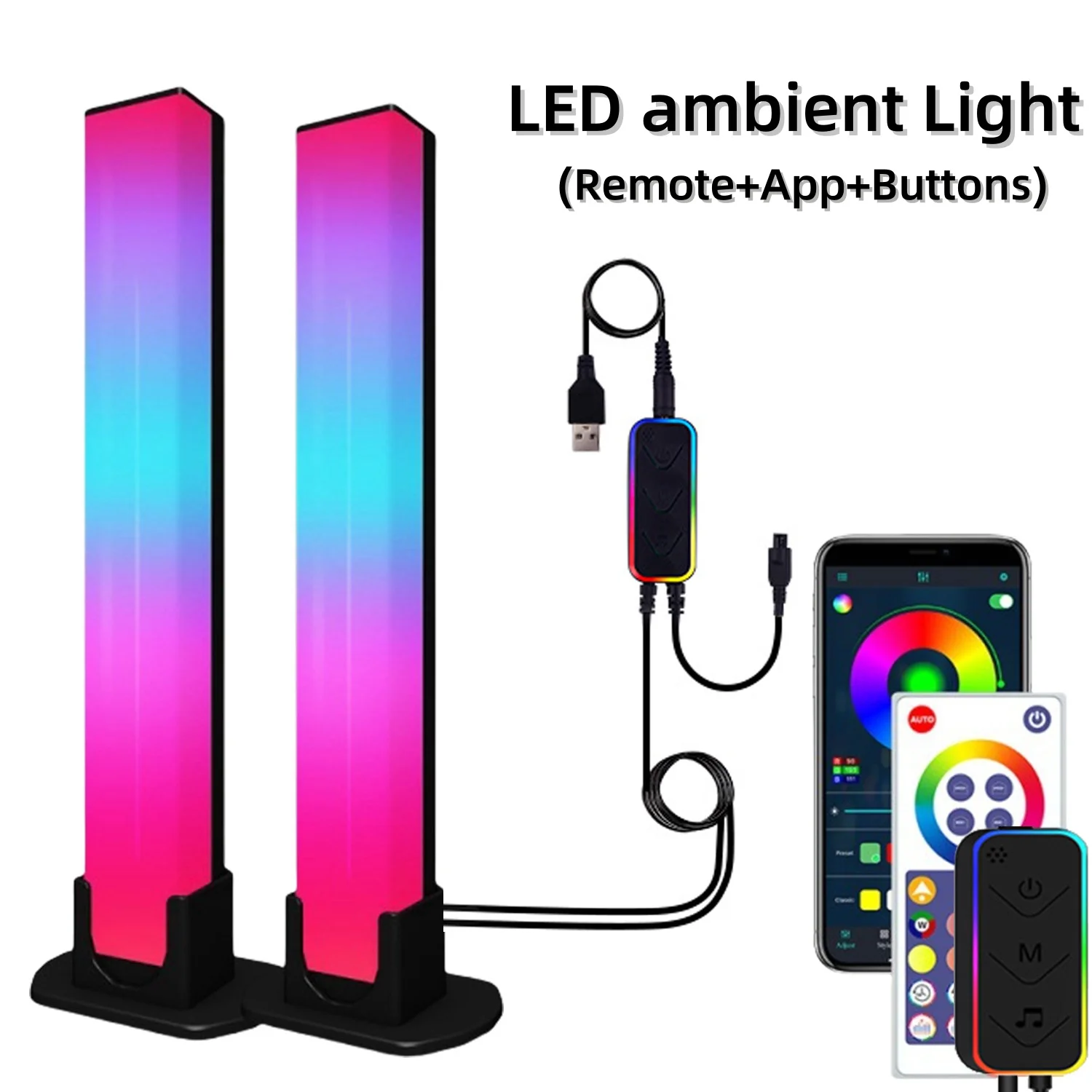 RGB Pickup Light Smart Sound Bar Music Rhythm Ambient LED Night Lamp With App Control For TV Compute Christmas Desktop Decor