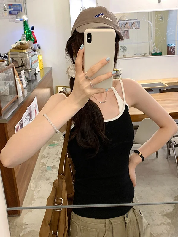 Gilet con cinturino con spalle scoperte dal design sexy per ragazza Abbigliamento estivo da donna all'aperto con imbottitura interna per il petto Top Bal Svel