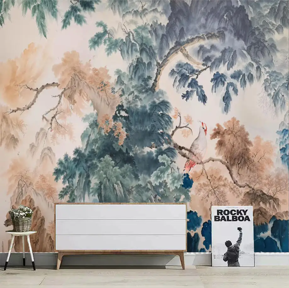 Custom Mural Southeast Asia Leaves Flowers and Birds Wallpaper Home Decor Rainforest Plants Parrot Wall Stickers 3D Wallpaper