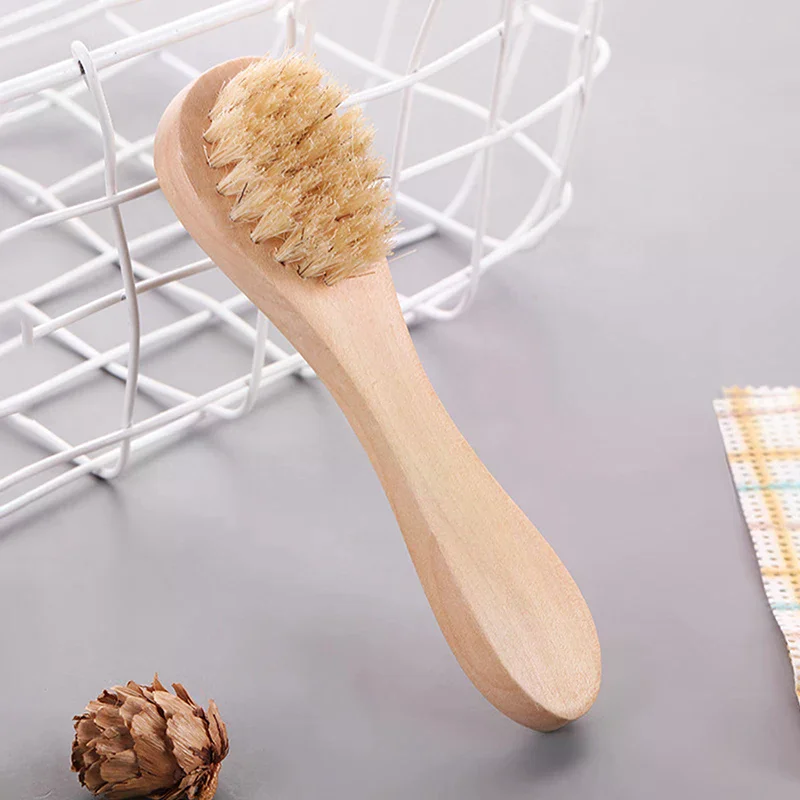 スキンブラシ ウッドフェイスブラシ 木製ハンドルフェイスブラシ 木製ハンドルフェイスブラシ 角質除去クレンジングスキンブラシツール フェイスブラシ