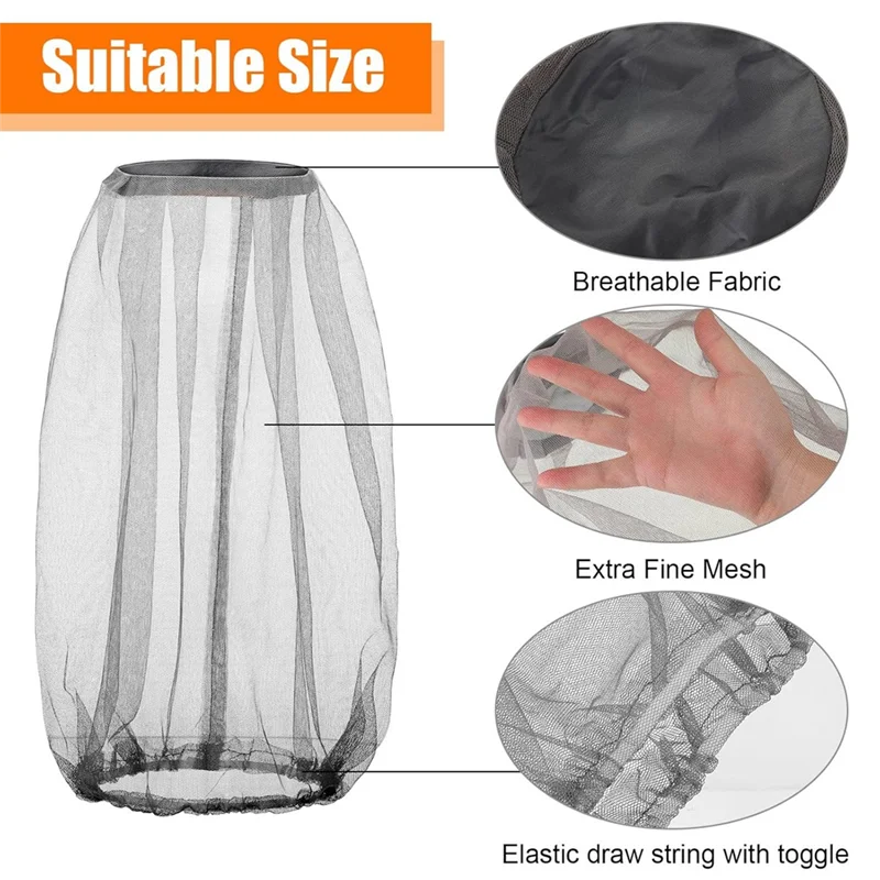 THIVN-12 Pcs Bug Net Protecting Net For Outdoor Hiking Camping Climbing No See Net With Carry Bags For Outdoor